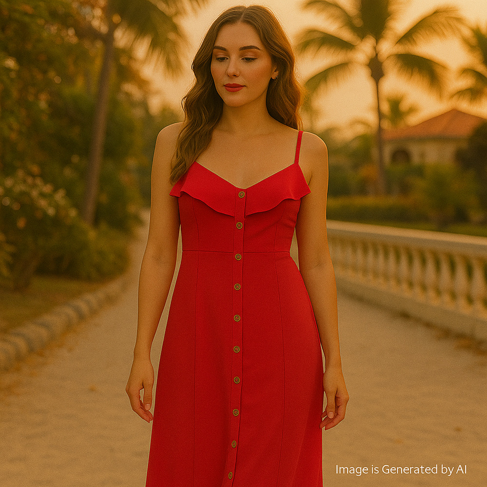 Lily Rose Maxi Dress Womens XS‎ Red Button Front Ruffle Resort Wear Romantic NWT